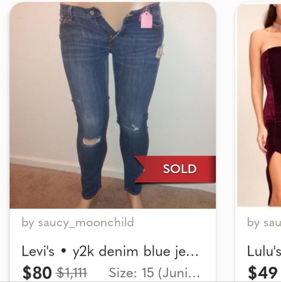 Levi's Denim - SOLD • Levi's • y2k denim blue jeans distressed too superlow skinny fit [15]